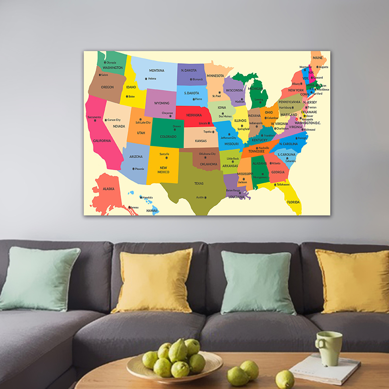 Star Map Poster - Mỹ Bản Đồ Trong Tiếng Anh