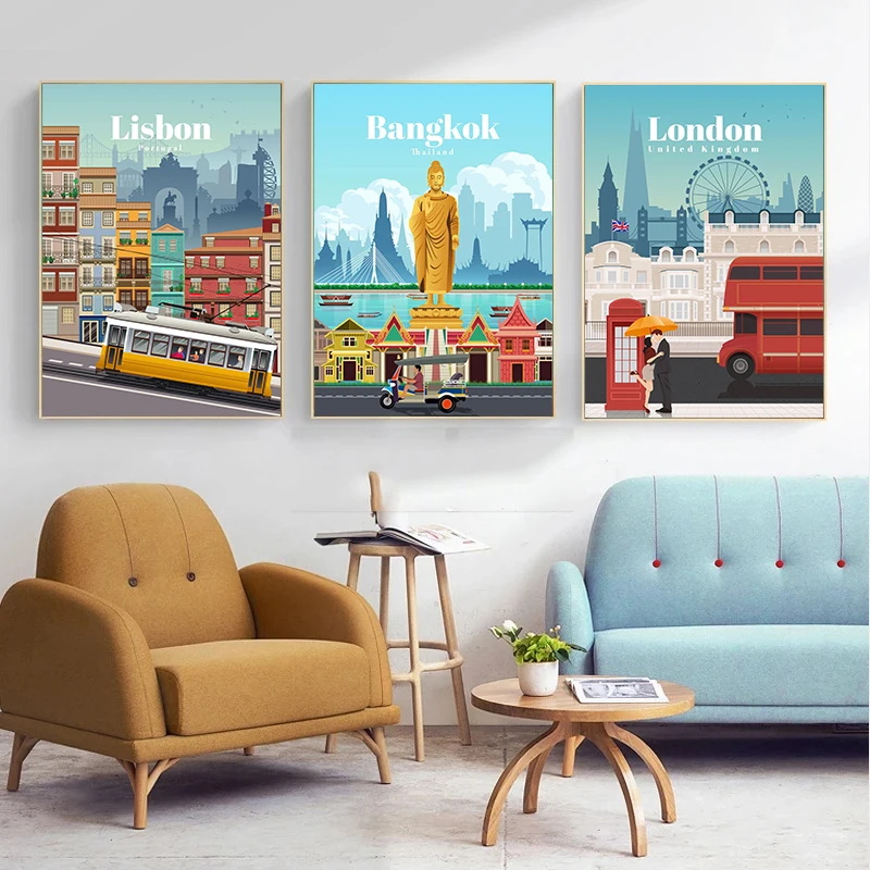 World Famous Tourist Cities Po - đánh giá và giá Star Map Poster