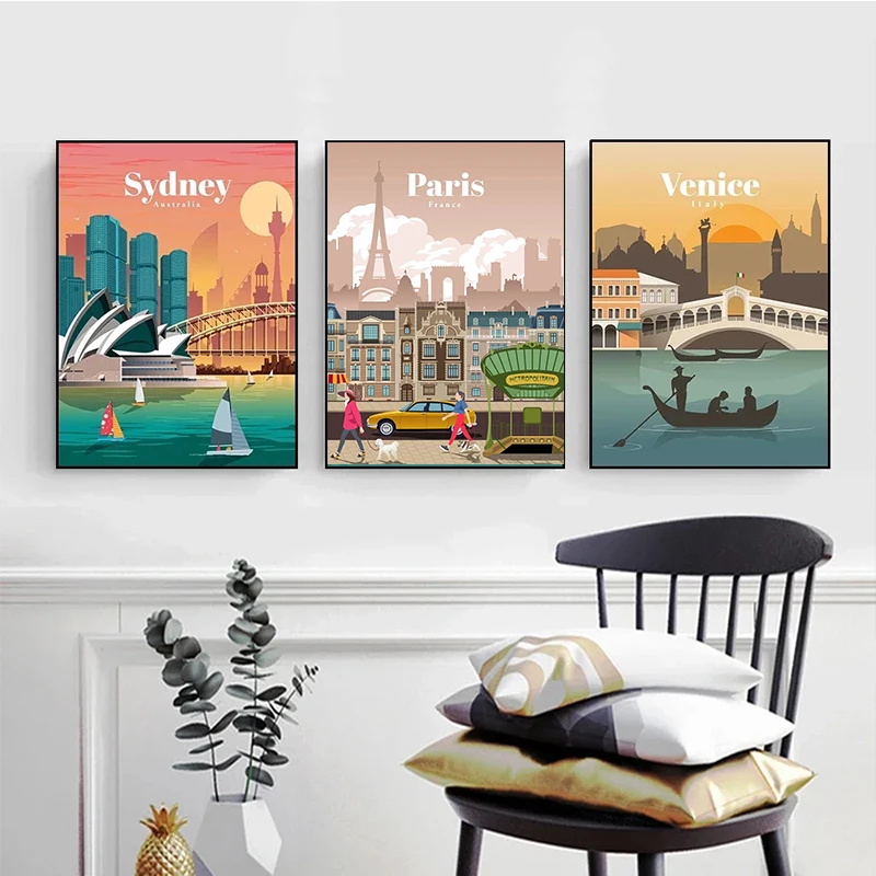 World Famous Tourist Cities Po - đánh giá và giá Star Map Poster