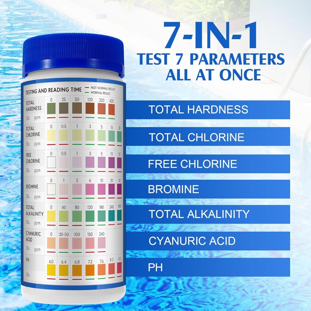 7-in-1 Pool Test Strips 150 Pc - đánh giá và giá Ph Strip Test